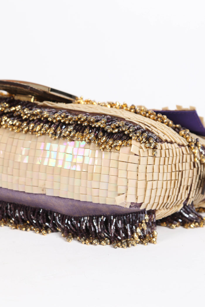 SUPER RARE Fendi Gold Bead Embellished Baguette Bag