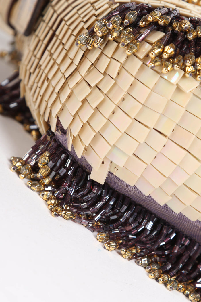 SUPER RARE Fendi Gold Bead Embellished Baguette Bag