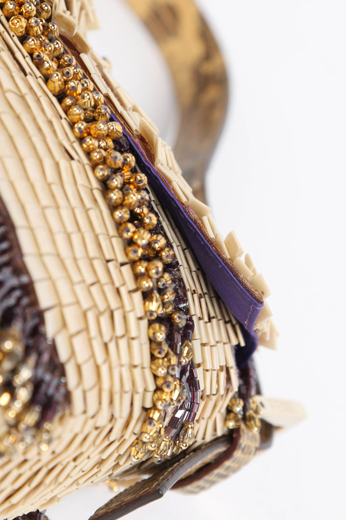 SUPER RARE Fendi Gold Bead Embellished Baguette Bag