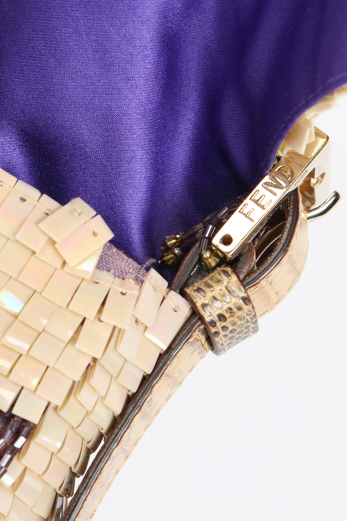SUPER RARE Fendi Gold Bead Embellished Baguette Bag