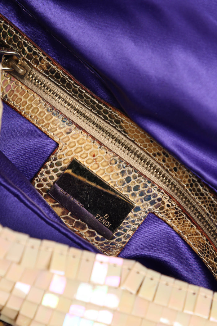 SUPER RARE Fendi Gold Bead Embellished Baguette Bag