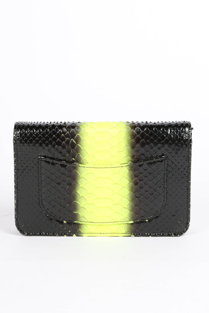 RARE 2010s Chanel Black and Neon Python Wallet on Chain