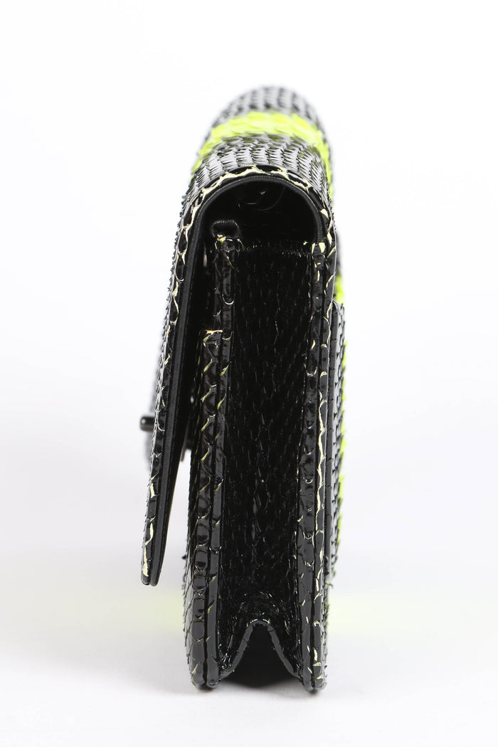 RARE 2010s Chanel Black and Neon Python Wallet on Chain