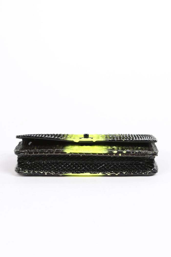 RARE 2010s Chanel Black and Neon Python Wallet on Chain