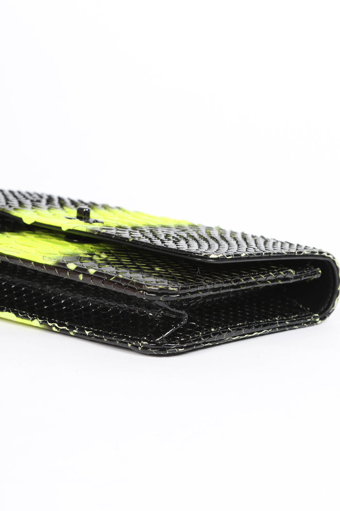 RARE 2010s Chanel Black and Neon Python Wallet on Chain