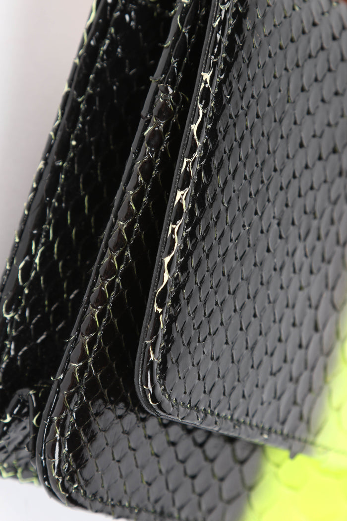 RARE 2010s Chanel Black and Neon Python Wallet on Chain