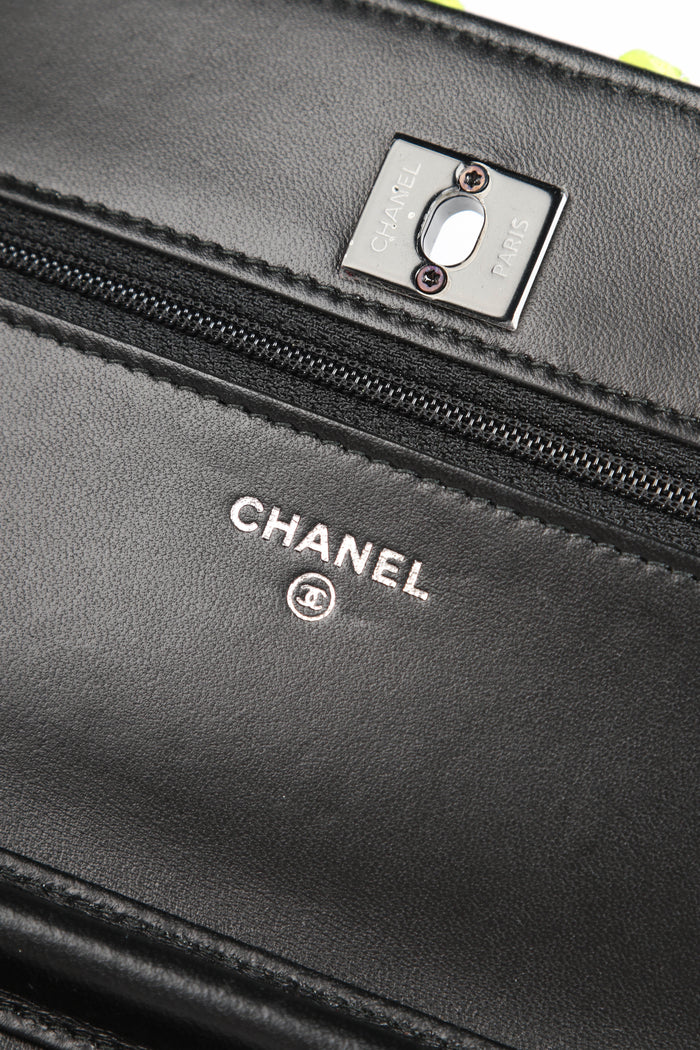 RARE 2010s Chanel Black and Neon Python Wallet on Chain