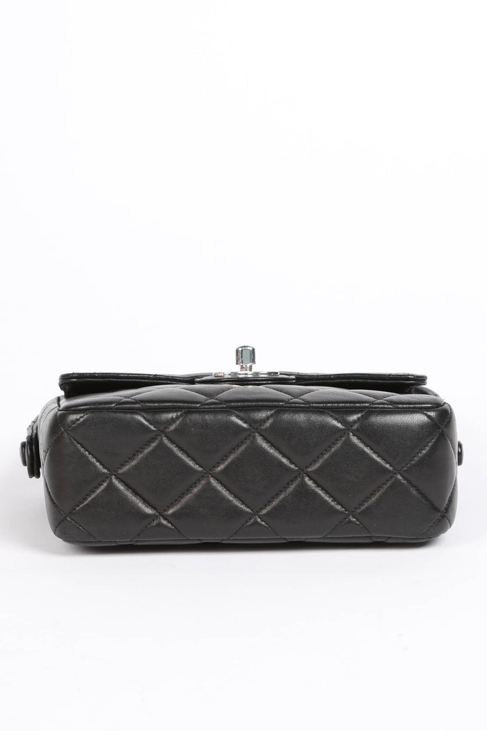 90s Chanel Black Lambskin Mini Square Top Handle Bag