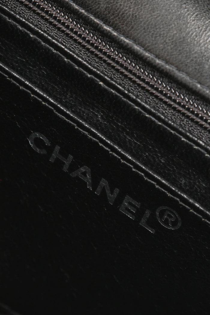 90s Chanel Black Lambskin Mini Square Top Handle Bag