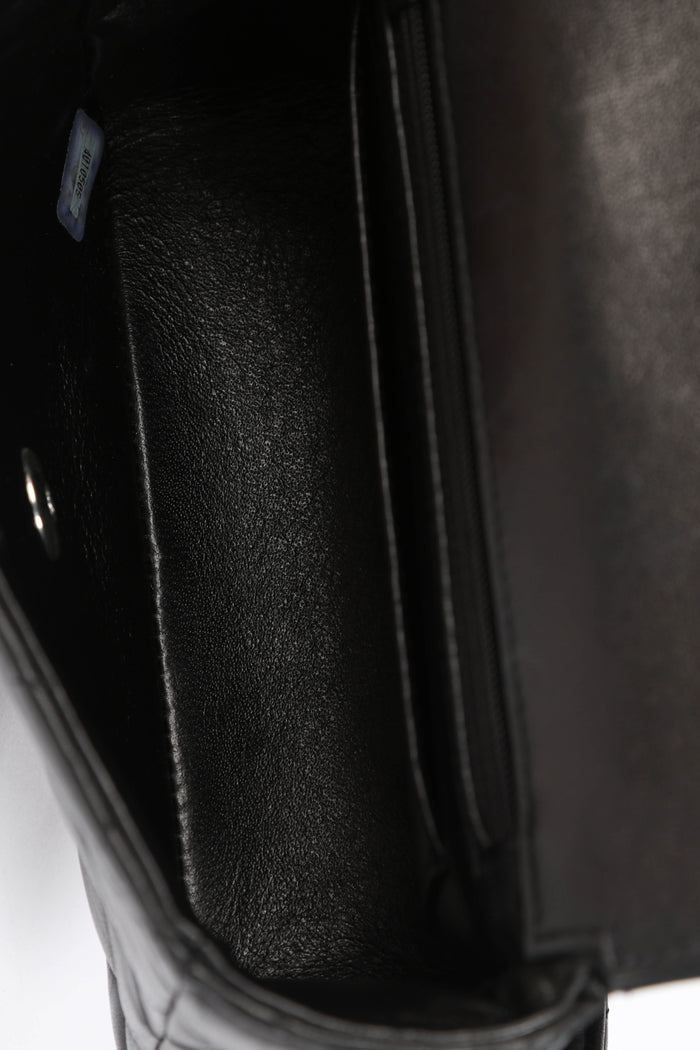 90s Chanel Black Lambskin Mini Square Top Handle Bag