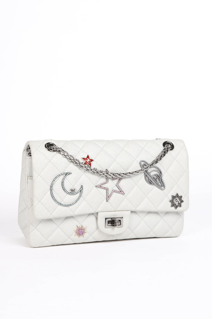 RARE 2010s Chanel Space Charms Re-issue 2.55 Double Flap Shoulder Bag