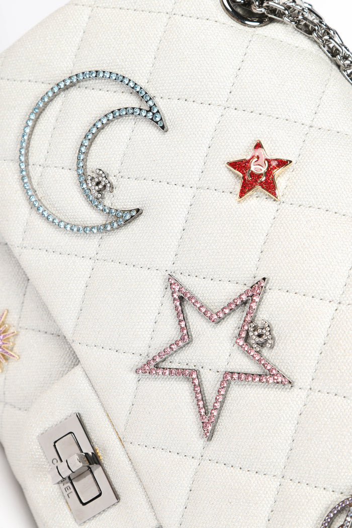 RARE 2010s Chanel Space Charms Re-issue 2.55 Double Flap Shoulder Bag