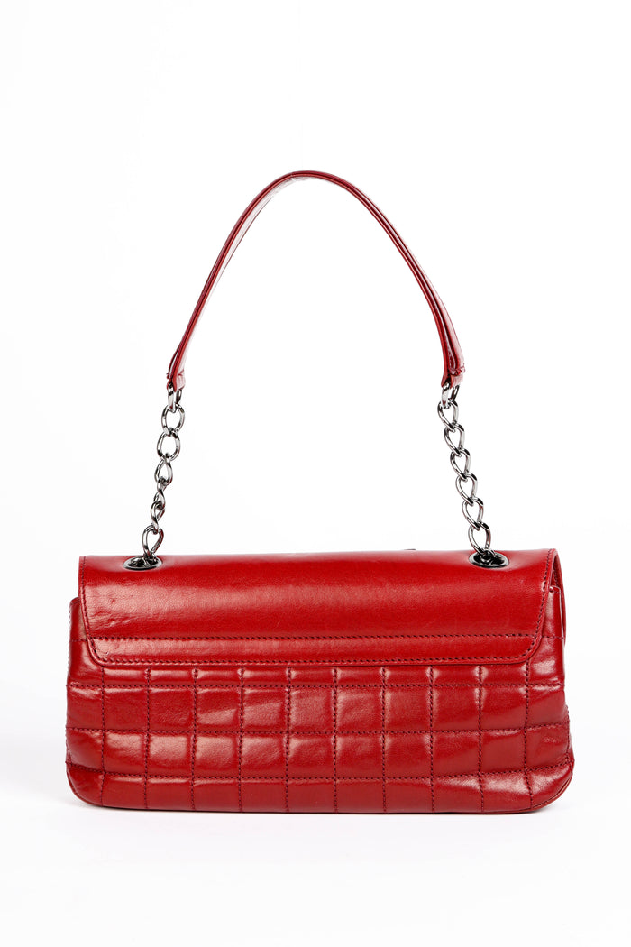 2000s Chanel Burgundy Leather No.5 Camellia Single Flap Shoulder Bag