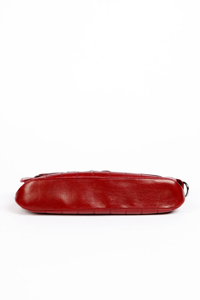 2000s Chanel Burgundy Leather No.5 Camellia Single Flap Shoulder Bag