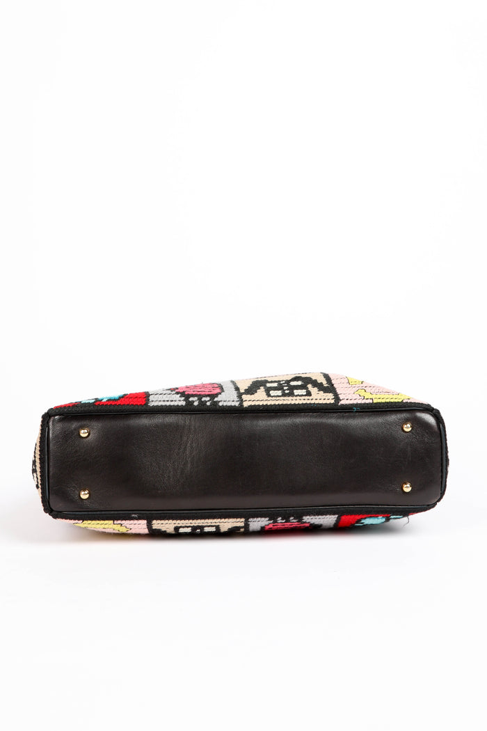 2000s Chanel Embroidered Multicolour Icon Shoulder Bag