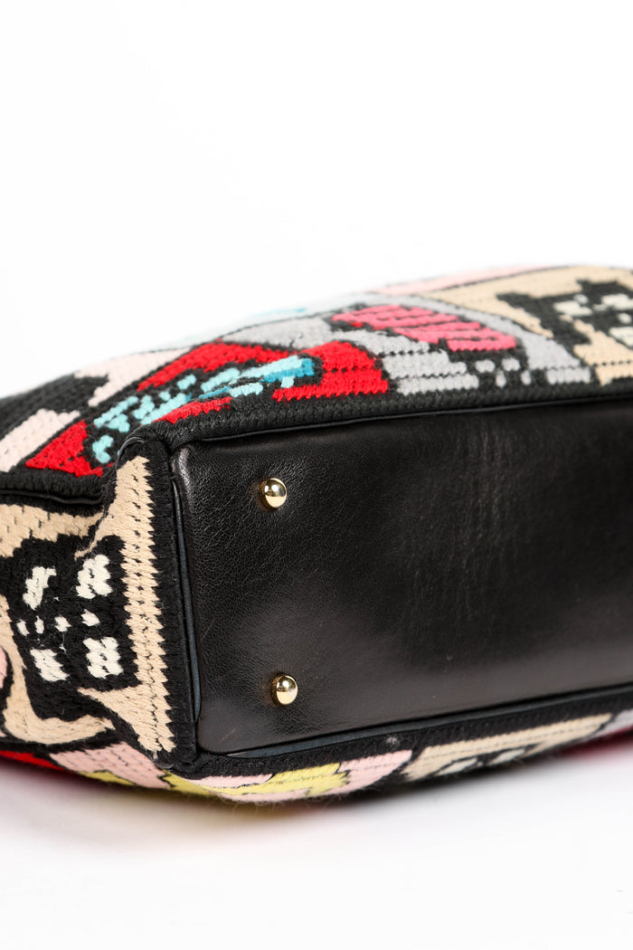 2000s Chanel Embroidered Multicolour Icon Shoulder Bag