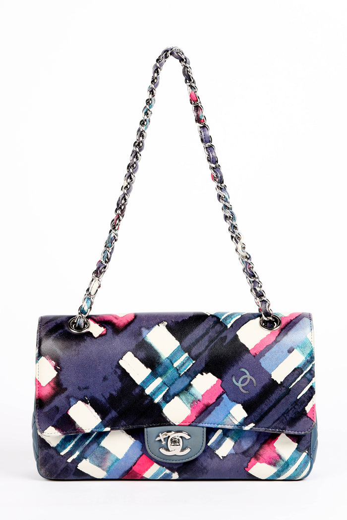 RARE 2010s Chanel Blue Airline Medium Double Flap Shoulder Bag