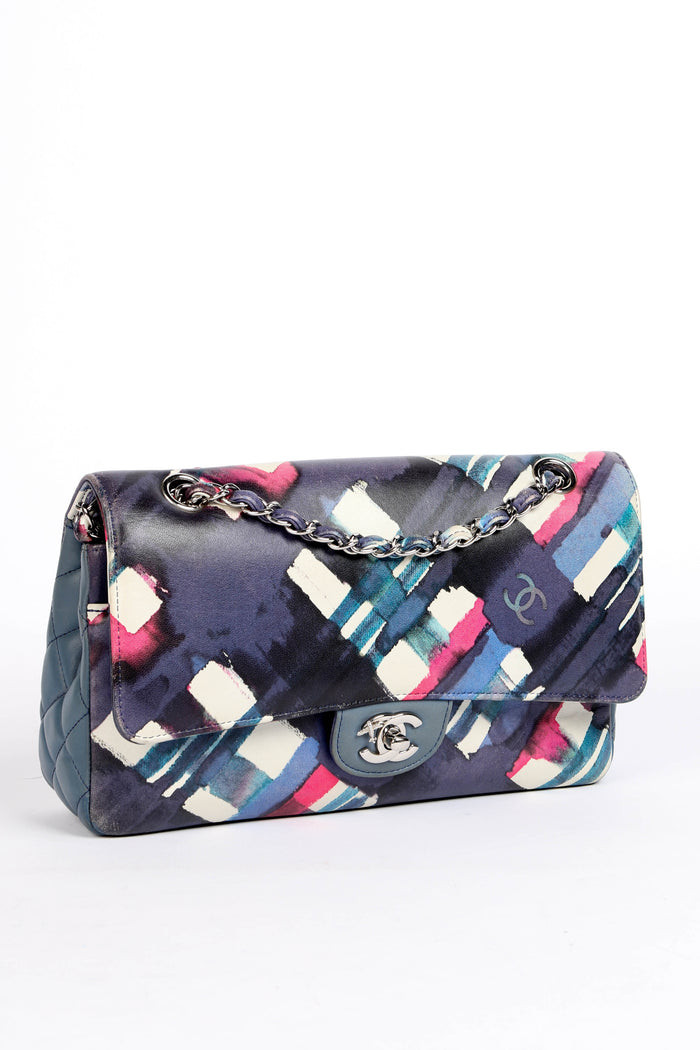 RARE 2010s Chanel Blue Airline Medium Double Flap Shoulder Bag
