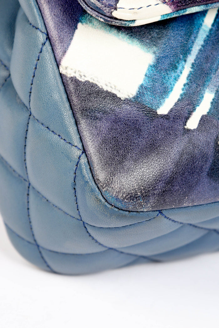 RARE 2010s Chanel Blue Airline Medium Double Flap Shoulder Bag