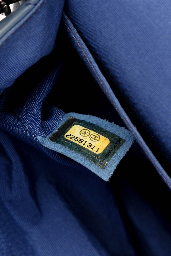 RARE 2010s Chanel Blue Airline Medium Double Flap Shoulder Bag