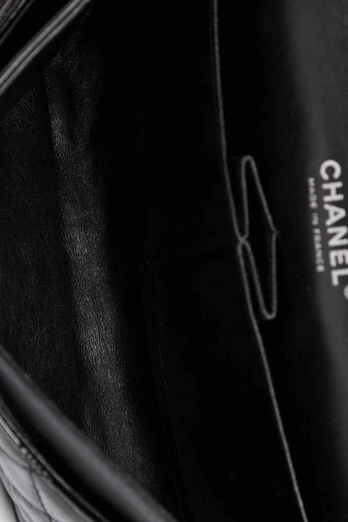 2000s Chanel Black Patent Leather Medium Double Flap Shoulder Bag