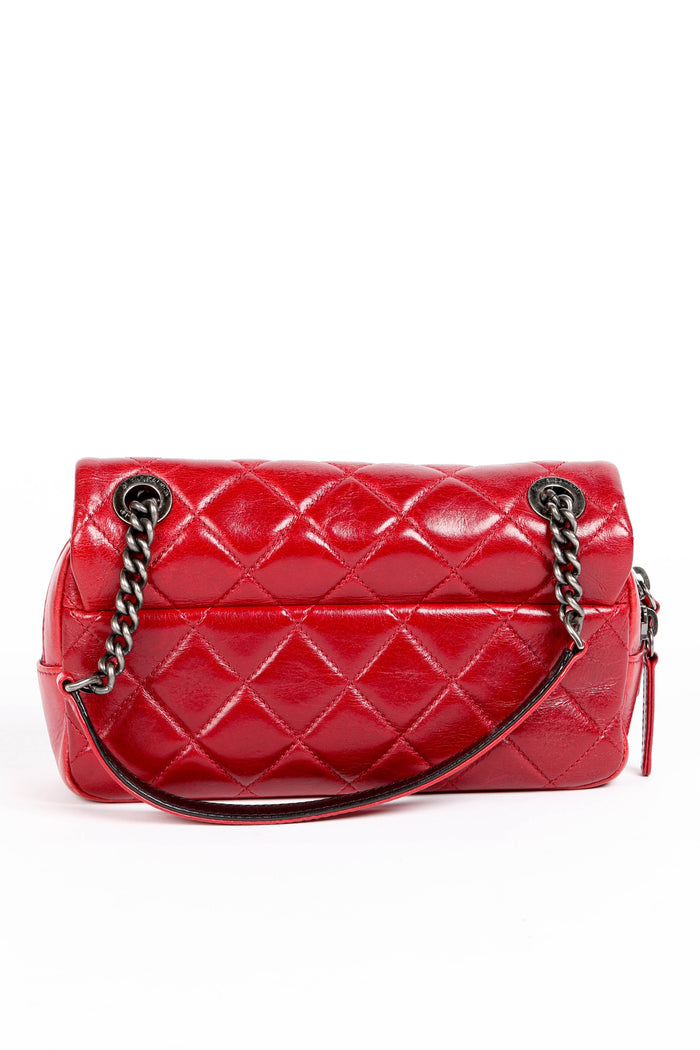 2010s Chanel Red Aged Calfskin Mini Rectangular Flap Bag