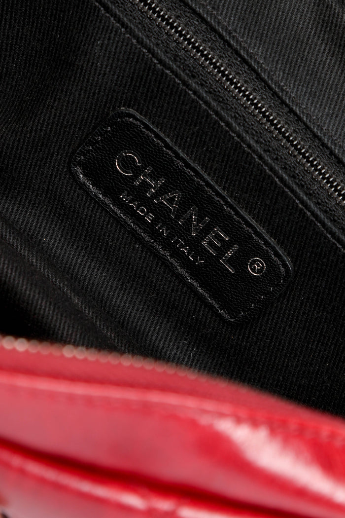 2010s Chanel Red Aged Calfskin Mini Rectangular Flap Bag