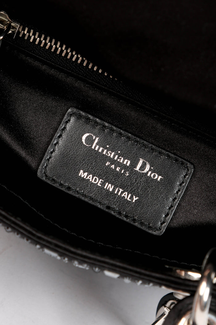 RARE 2022 Christian Dior Black Crystal Embellished Mini Lady Dior