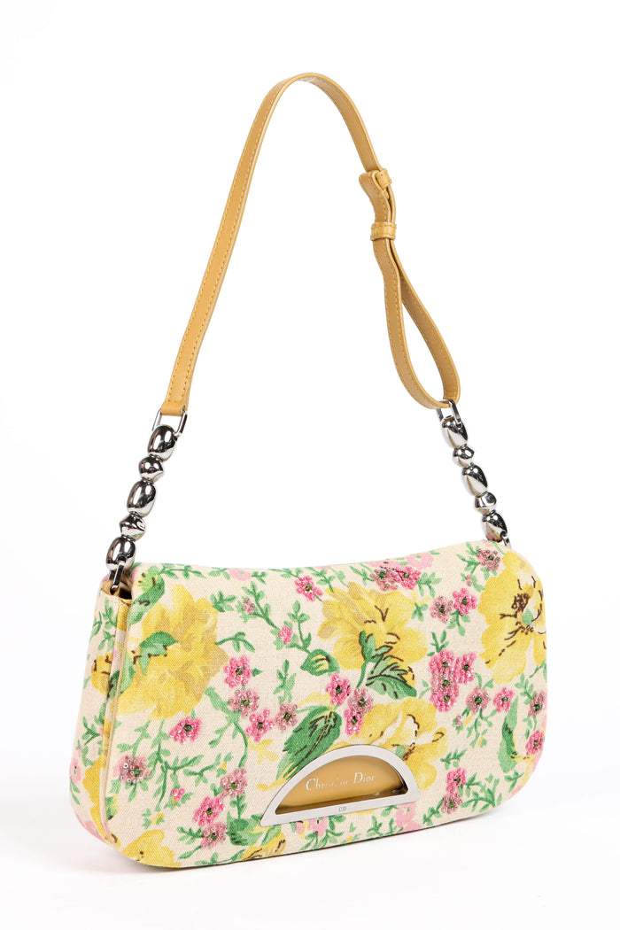 Limited Edition Christian Dior Floral Beaded Malice Shoulder Bag