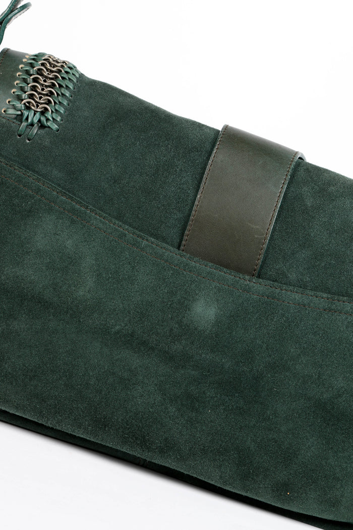 RARE Christian Dior Green Suede Gaucho Shoulder Bag