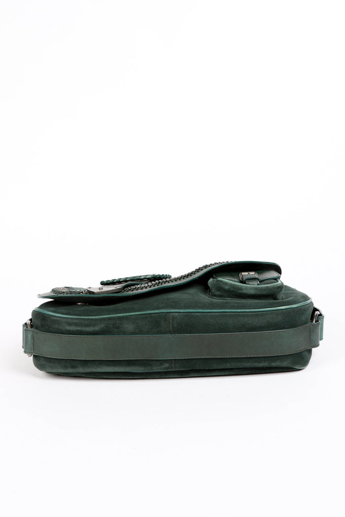 RARE Christian Dior Green Suede Gaucho Shoulder Bag