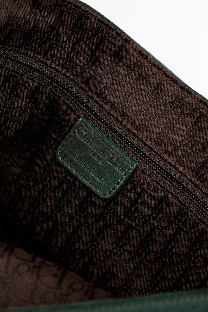 RARE Christian Dior Green Suede Gaucho Shoulder Bag
