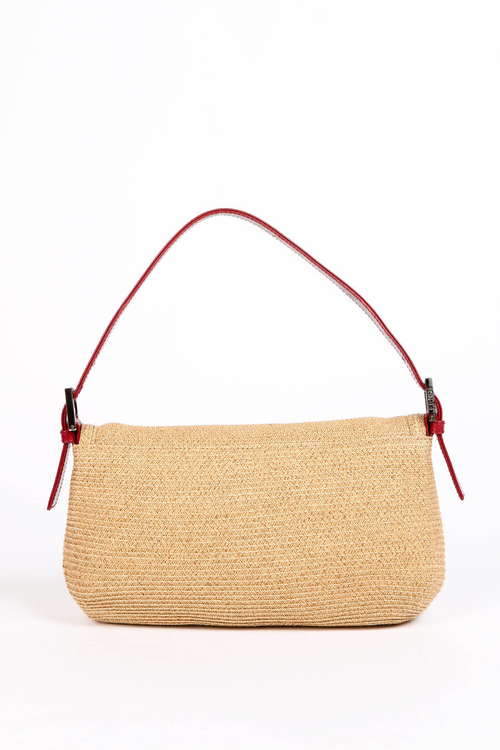 Vintage Fendi Raffia Baguette Shoulder Bag