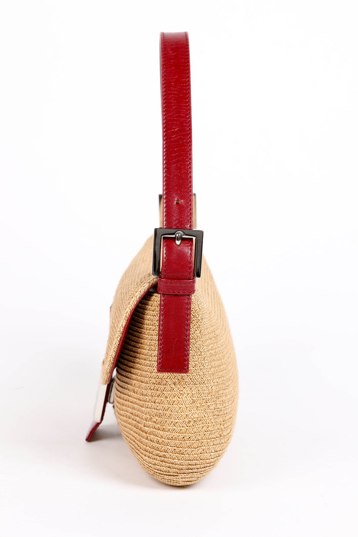 Vintage Fendi Raffia Baguette Shoulder Bag