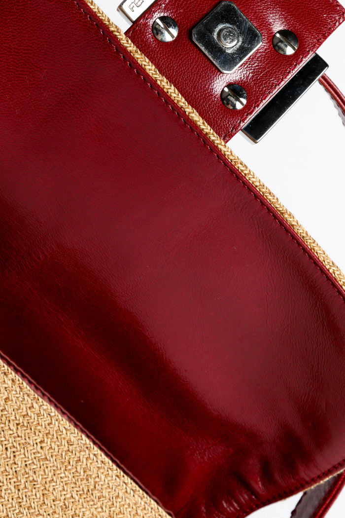 Vintage Fendi Raffia Baguette Shoulder Bag