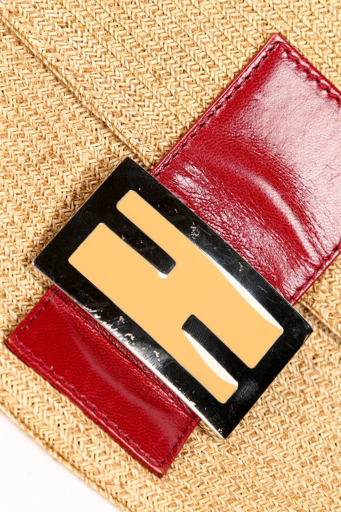 Vintage Fendi Raffia Baguette Shoulder Bag