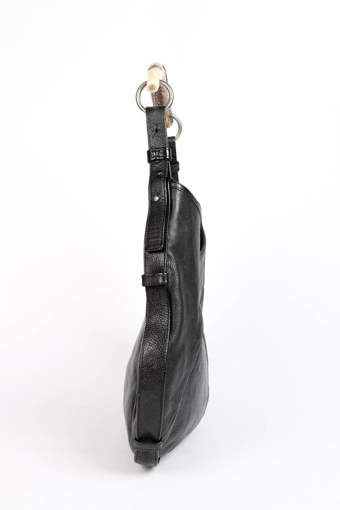 Vintage Yves Saint Laurent Black Leather Mombasa Shoulder Bag