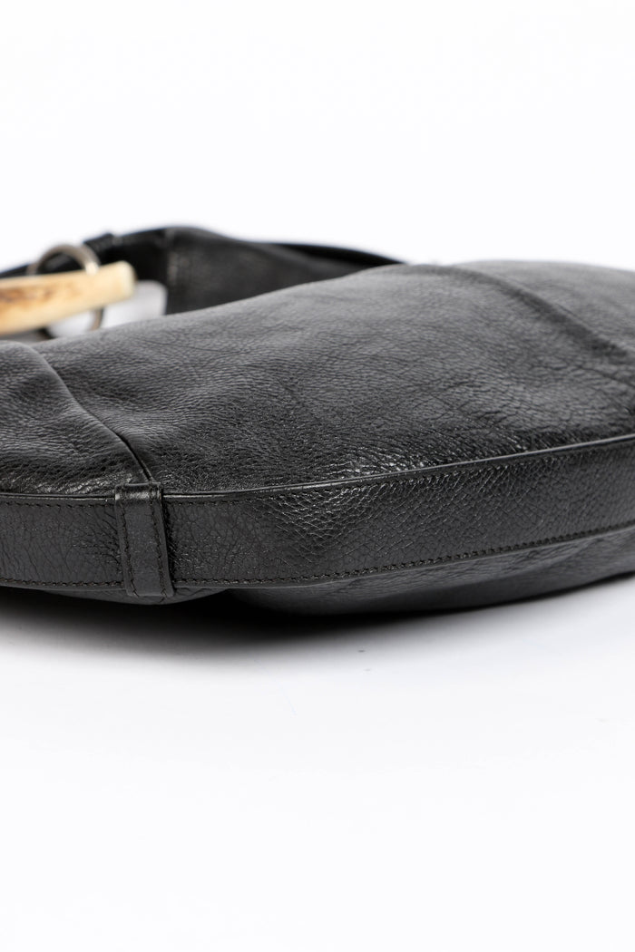 Vintage Yves Saint Laurent Black Leather Mombasa Shoulder Bag