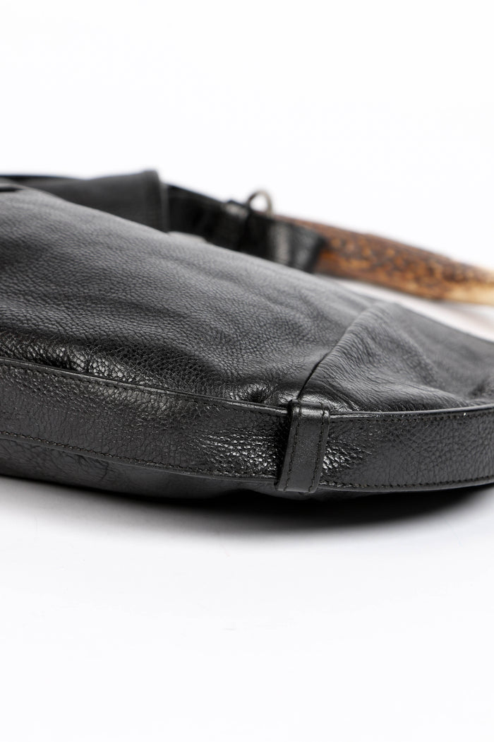 Vintage Yves Saint Laurent Black Leather Mombasa Shoulder Bag