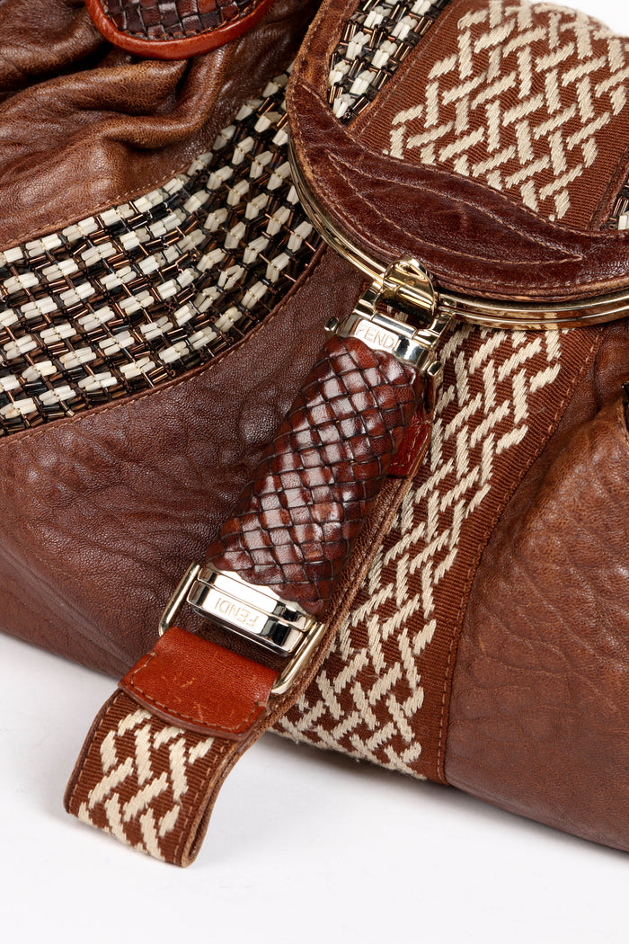 RARE Vintage Fendi Bead Embellished Leather Spy Bag