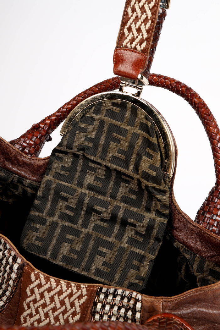 RARE Vintage Fendi Bead Embellished Leather Spy Bag