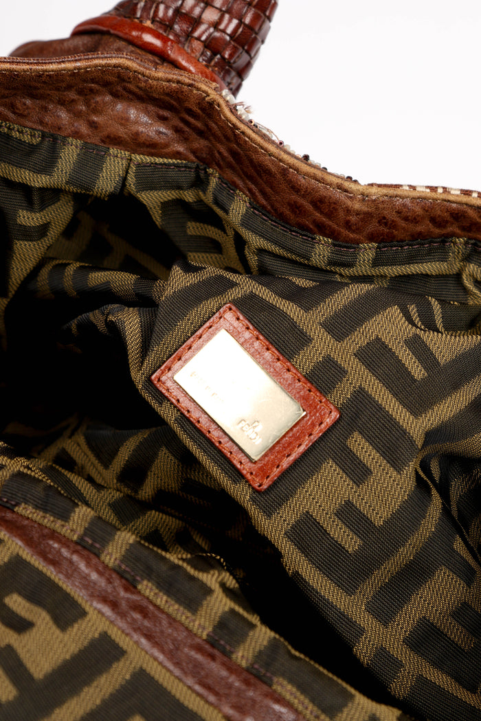 RARE Vintage Fendi Bead Embellished Leather Spy Bag