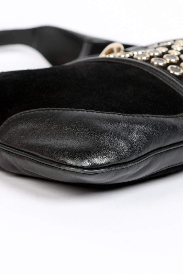 RARE Gucci Black Suede Stud Embellished Jackie Shoulder Bag