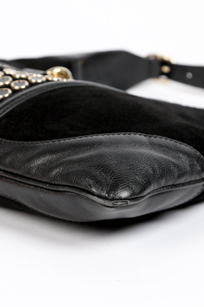 RARE Gucci Black Suede Stud Embellished Jackie Shoulder Bag
