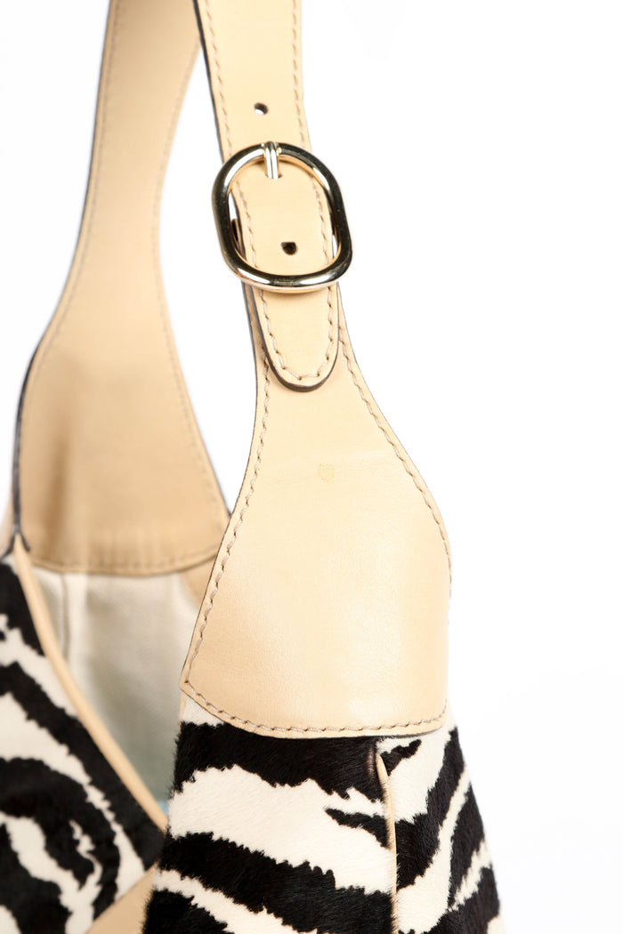 Vintage Gucci Zebra Print Pony Hair Jackie Shoulder Bag