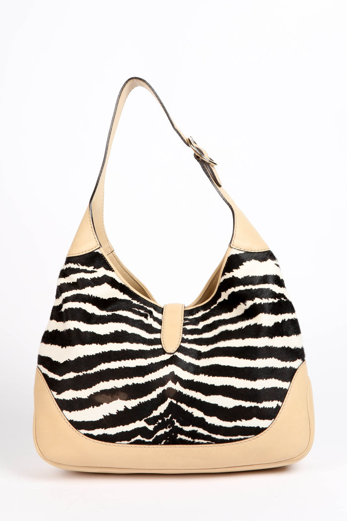 Vintage Gucci Zebra Print Pony Hair Jackie Shoulder Bag