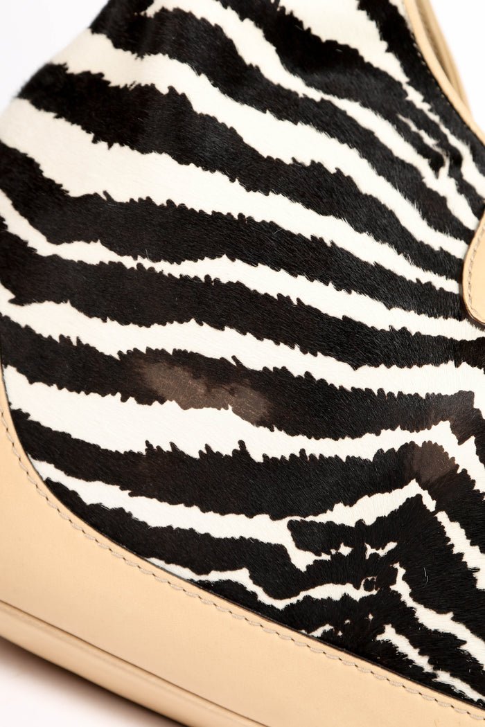 Vintage Gucci Zebra Print Pony Hair Jackie Shoulder Bag
