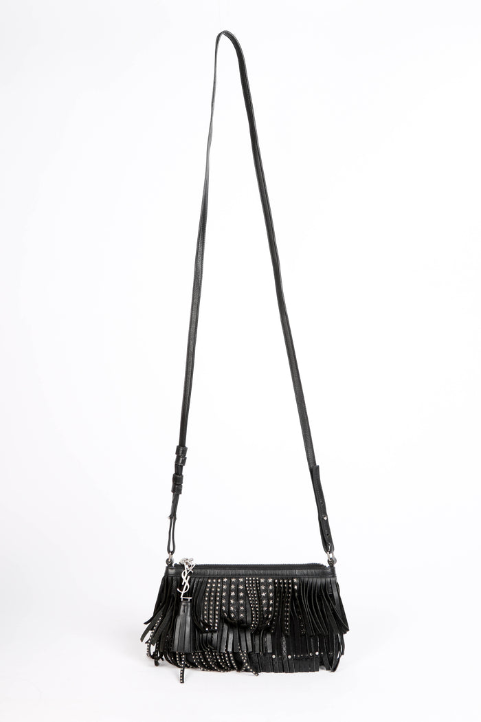 2010s Saint Laurent Black Fringe Crossbody Bag