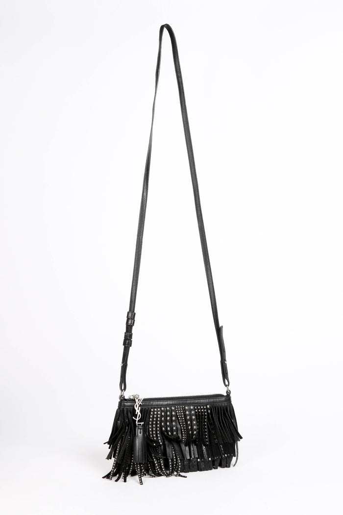 2010s Saint Laurent Black Fringe Crossbody Bag