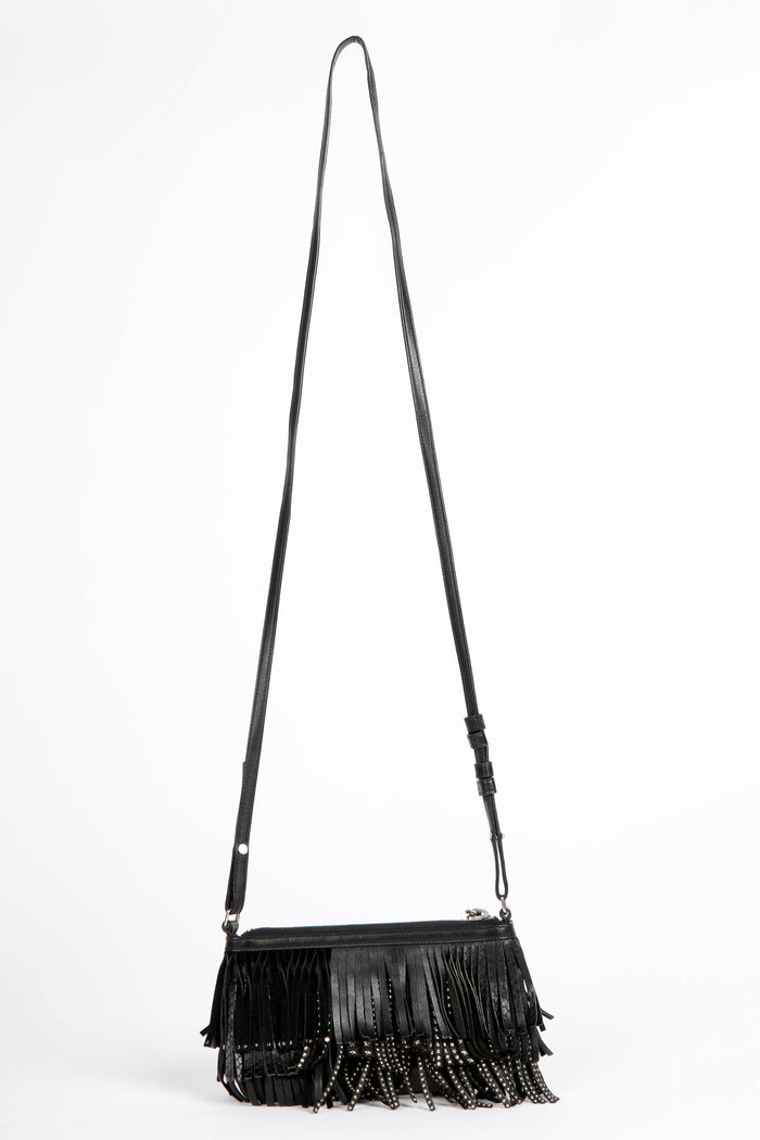 2010s Saint Laurent Black Fringe Crossbody Bag